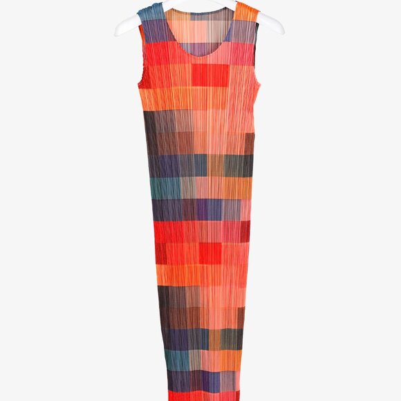Pleats Please Issey Miyake Archival Multicolour Gradient Squares Dress, Size M - Picture 1 of 8